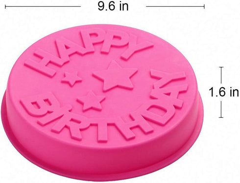 Happy Birthday Silicone Baking Mold, 9.6-Inch Cake Pan Round Circle Mold Cheese Jelly Pudding Muffin Pizza Pie Flan Tart Bread Bakeware Pastry Baking Mold (Random Color) by HiParty