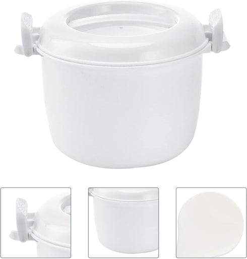 Microwave Rice Cooker Rice Steamer: Round Microwave Food Container for Rice, Chicken, Pasta Cooking