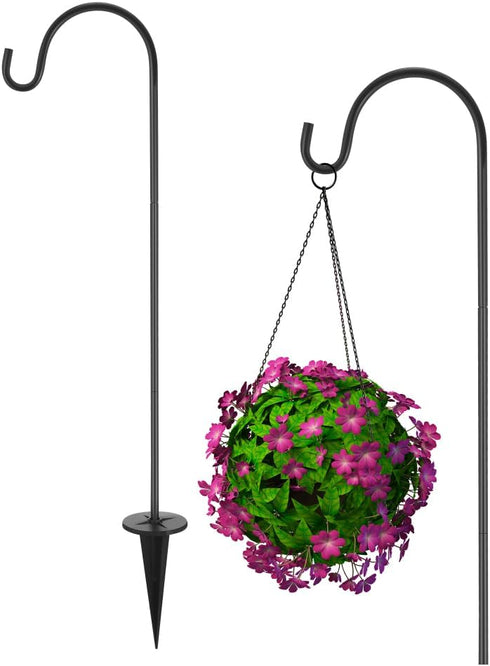 IMIKEYA Shepherds Hooks for Outdoor: 27-Inch 1 Pack Garden Stake Hook Adjustable