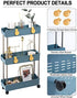 3-Tier Melody House Slim Mobile Shelving Unit on Wheels, Slide Out Rolling Bathroom Storage Organizer, Utility Carts