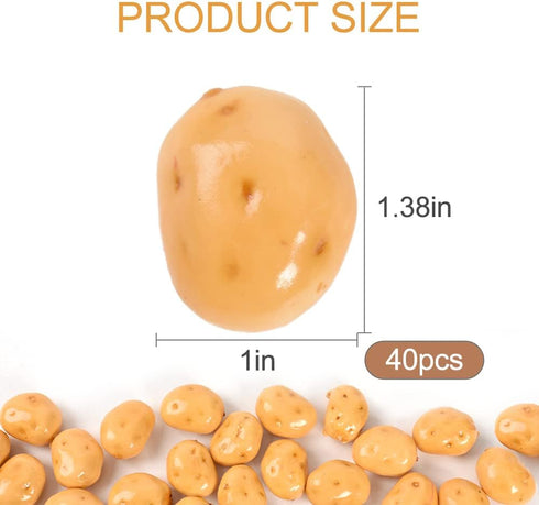 40PCS 3.5cm HUIANER Mini Artificial Potatoes, Fake Potatoes Simulation Mini Vegetable for Home Kitchen Photography