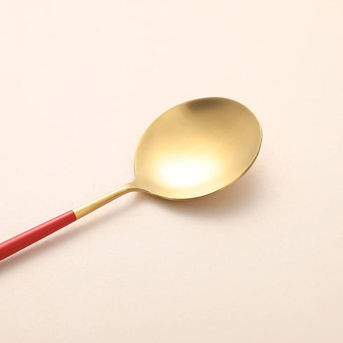 Salad Servers Set, 11.41 Inch Spoon and Fork, 18/10 Stainless Steel with Titanium Plating (Red Gold)