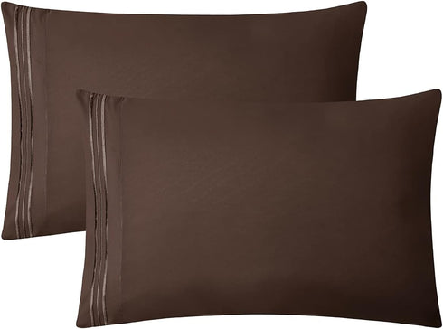 Clara Clark Premier 1800 Series Bed Sheet Set, 4pc, Queen, Chocolate Brown