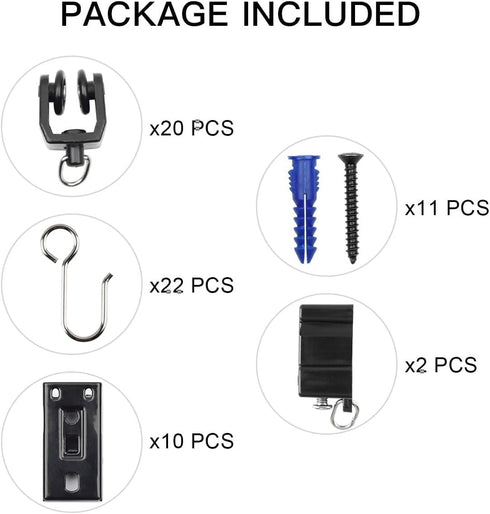 KXLIFE Black Accessories Kit for Flexible Ceiling Curtain Track, Bendable Curtain Track Hardware Set (Accessories Set)