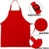 Kids Apron and Chef Hat Set, Adjustable Cotton Bib Aprons with Large Pocket, Red