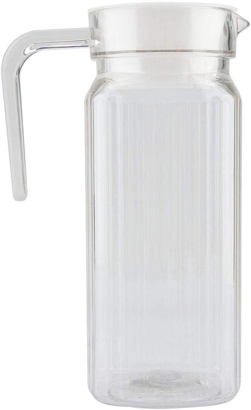 Fdit Acrylic Transparent Juice Bottle - Striped Water Jug with Lid for Homemade Juice & Cold Tea, 800ML
