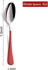Red Dinne spoons Set 12 Piece,Red Handle Silverware Spoon 18/0 Stainless Steel Flatware Bulk Spoon,7.3-inch Dessert Spoons Sets Table Spoon Set of 12,Mirror Finished Dishwasher Safe