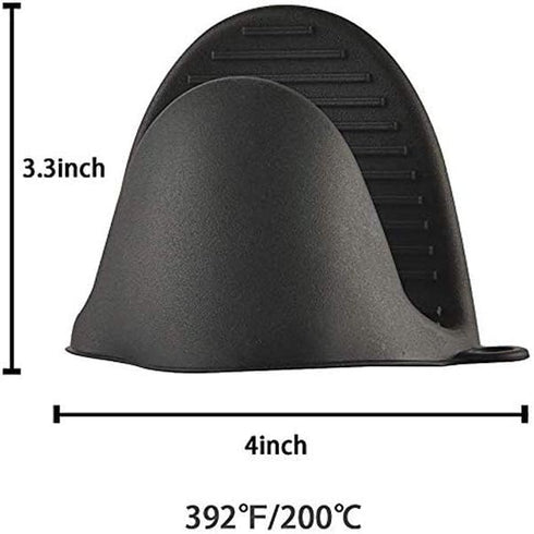 Mini Oven Mitts - Cooking Pinch Grips, Silicone Potholder for Kitchen Cooking 2pcs (Black)