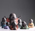 Ceramic Laughing Buddha Statue, Maitreya Happy Buddha Figurine, Cute Baby Monk Home Decor, Purple