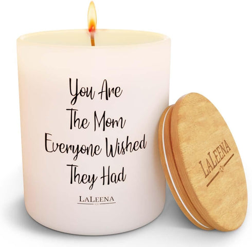 Luxury Scented Candle for Home - Gifts for Mom, Birthday Gifts (Large 14 oz) - Mom White Candle, Vanilla