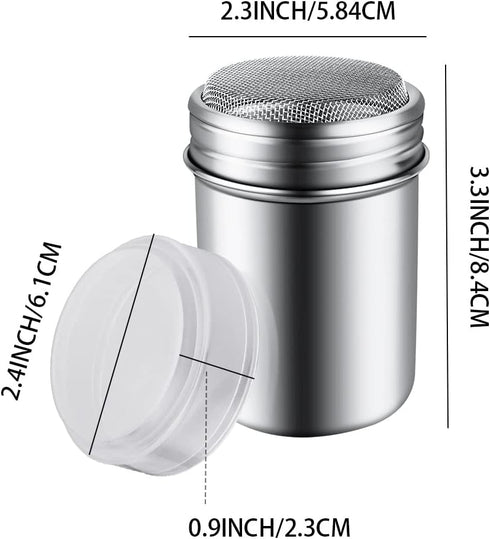 1Pcs Stainless Steel Powder Sugar Shaker Duster with Lid, Fine Mesh Shaker Powder Cans for baking soda Cocoa Cornstarch Coffee Flour ect by yuntop