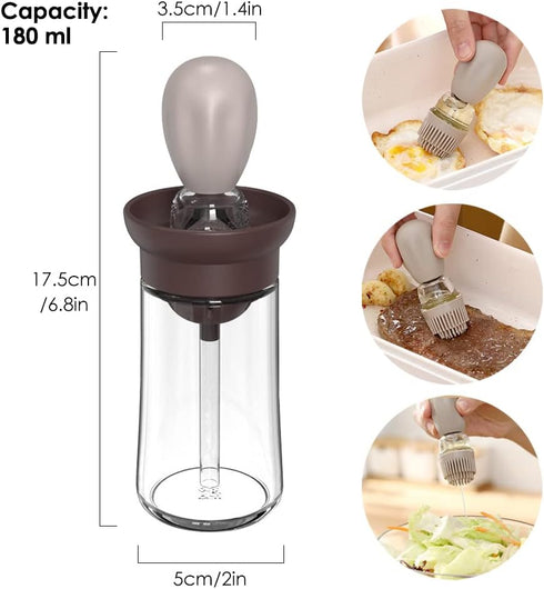 3 Pack 2 1 180ml, T-OB21 TINMIX Oil Dispenser with Brush - IN Olive Oil Dispensing Bottle with Basting Brush
