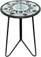 LIFFY Outdoor Side Table,12" Indoor Small Round Glass Tabletop Accent Table with