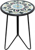 LIFFY Outdoor Side Table,12" Indoor Small Round Glass Tabletop Accent Table with