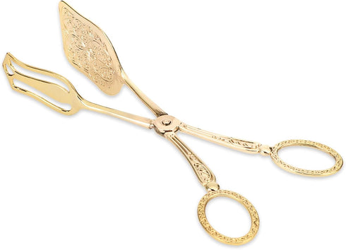 Gold Serving Tongs, Zinc Alloy Bread Clip Salad Food Tongs for Serving Food, 23cm/9.1in X 5cm/2.0in (Gold)