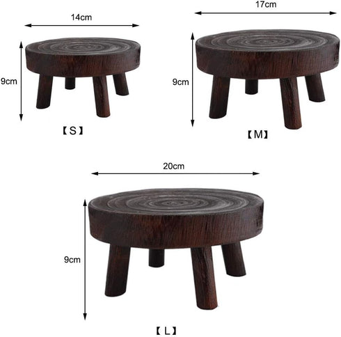 Wood Potted Plant Stand,Solid Wood Mini Stool Plant Display Stand,Vintage Round Rack Modern Decorative Flower Pot Planter Holders for Home Balcony Garden