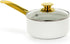 Holstein Housewares 2.5QT White Ceramic Nonstick Saucepan with Lid, Gold Color & Stainless Steel Handle