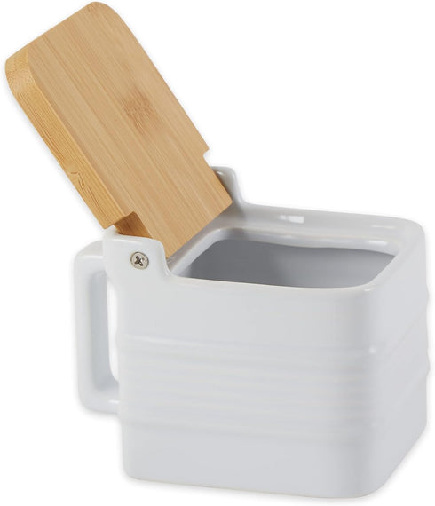 4.5x3.25x3.5" RSVP International White Stoneware Kitchen Collection, Salt Box