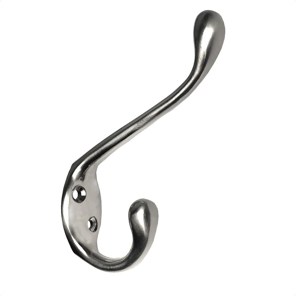 ANGSTROM 5-Pack Double Coat and Hat Hook, Wall Mounted with Screws (Brushed Nickel)