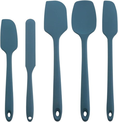 Silicone Spatula Set, 5-Piece Heat Resistant Food Scraper, Perfect for Cooking & Baking (Gray-blue)