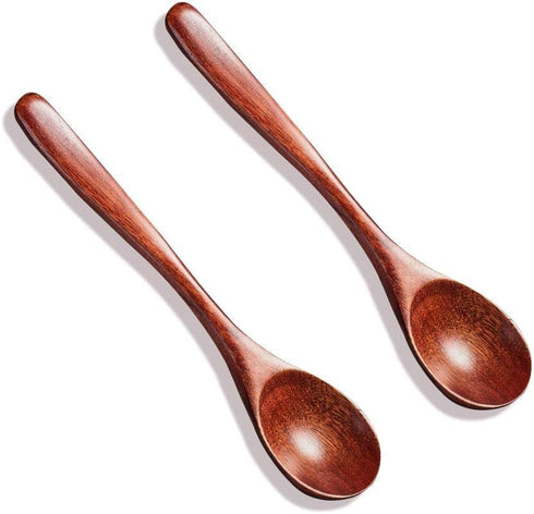 Ecloud Shop Wooden Chopsticks Spoon Set - Korean Dinnerware Reusable Long Handle Spoons for Home Kitchen (4 Sets)