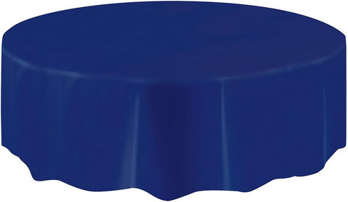 True Navy Blue Solid Round Plastic Table Cover (84") 1 Count - Premium Quality & Elegant Design for Events