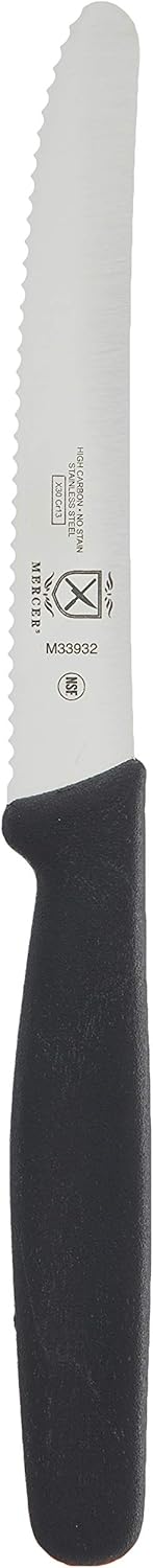 Mercer Culinary Rounded Tip Wavy Bar Knife, 4-5/16 Edge, Black Handle