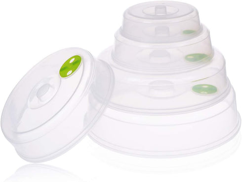 Set of 5 Microwave Plate Covers with Adjustable Steam Vents; Splatter Covers for Large & Small Food Plates