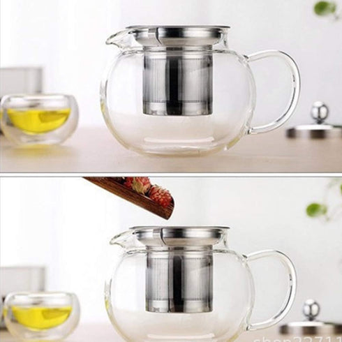 Lead-Free Thicken Glass Teapot Kettle with Removable Stainless Steel Infuser – 33oz / 950mm for Blooming and Loose Leaf