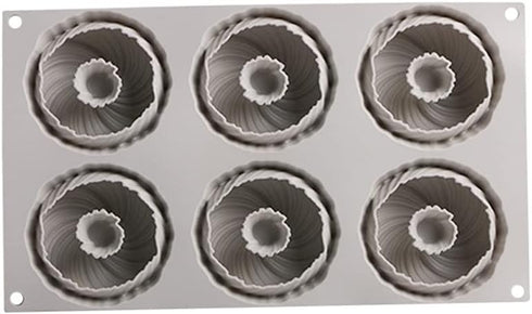 6 Cavity Swirl Shapes Silicone Cake Mold, Baking Tools for Chocolate Cookies and Ice Cream