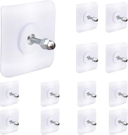AIERSA 13 Pack Wall Hooks for Hanging, Screw Free Sticker for Mount Wall Shelf, Heavy Duty Reusable Adhesive Hooks
