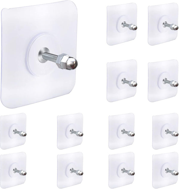 AIERSA 13 Pack Wall Hooks for Hanging, Screw Free Sticker for Mount Wall Shelf, Heavy Duty Reusable Adhesive Hooks