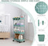 4 danpinera Slim Storage Cart on Wheels, Tier Narrow Laundry Cart with Hooks Hanging Cups Dividers Mobile Rolling Lash