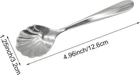 2Pcs Shell Shape Stir Spoons - 18/10 Stainless Steel Sugar Spoon - Vintage 4.96inch Teaspoons for Coffee, Dessert