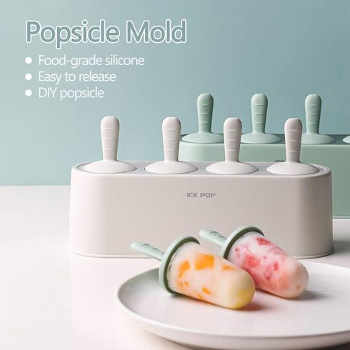 Popsicle Mold Set - 4 Pieces Homemade Silicone Popsicle Maker, Easy Release Ice Cream Molds, Reusable DIY Pop Molds,