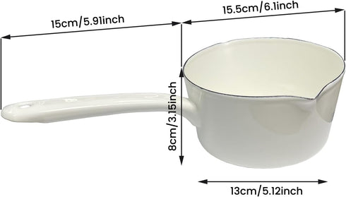 Enamel Milk Pan, 1.2L Mini Butter Warmer, Enamelware Saucepan Pan with Pour Spout, Nonstick Enamel Milk Pot, Enamel Melting Pot for Induction Electric Gas Stoves by LIFTATAPA