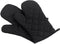 Oven Mitts, Premium Heat Resistant Kitchen Gloves, Cotton & Polyester Quilted Oversized Mittens, Black