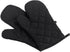Oven Mitts, Premium Heat Resistant Kitchen Gloves, Cotton & Polyester Quilted Oversized Mittens, Black