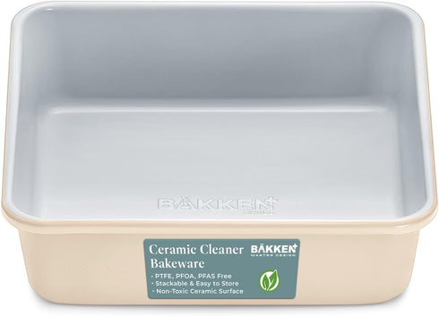 Square Cake Pan - Heavy-Duty Aluminized Steel with Non-Stick Ceramic Coating, Ideal Size for Baking