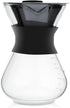Zopsc 400ml Manual Hand Drip Glass Coffee Maker Pot with Stainless Steel Filter, Tick Marks, Fine Mesh, Suitable for