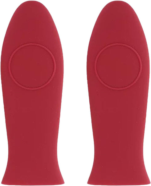 2 Pack Silicone Pan Handle Sleeve, Heat Resistant Cast Iron Skillet Handle Covers for Kitchen Cookware (Red)