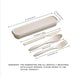 M&F 4 Pack Portable Utensils Set with Case, Reusable Wheat Straw Cutlery Set for Travel, Fork Spoon Cutter for Kids