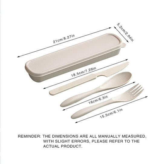 M&F 4 Pack Portable Utensils Set with Case, Reusable Wheat Straw Cutlery for Kids and Adults, Fork Spoon Cutter