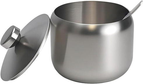 15oz hiwafifi Sugar Bowl with Lid And Spoon, Stainless Steel Sugar Creamer Container, Round Sugar Jar, Durable Sugar