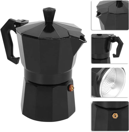Oumefar 6 Cup Coffee Maker, Italian Coffee Maker Tool, Quick Pot for Home Office, Black