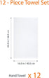 16 26 12-Pack Amazon Basics Soft and Thick Cotton Hand Towels for Bath, Kitchen, Gym, x in, White