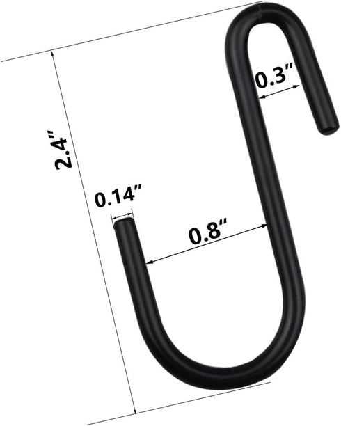 Gutapo 24 Pack Black S Shaped Hooks, Small Hanging Hangers for Bathroom Bedroom Office Kitchen Garden