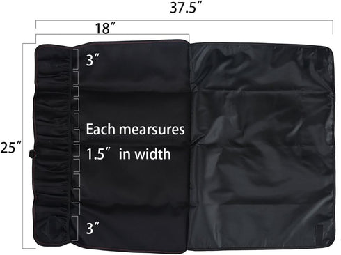 Tosnail Black Chef Knife Case Roll Bag with 21 Slots & 1 Large Zipper Pocket, Easy Carry Handle and Shoulder Strap