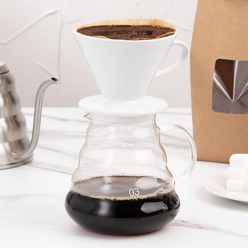 Restaurantware Restpresso 17 Ounce Coffee Dripper | 1 Reusable Coffee Cone with Drip Hole, White Ceramic Pour Over