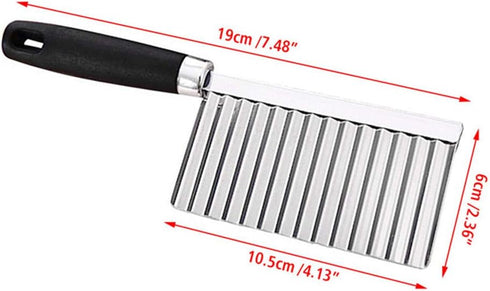 Multifunctional Potato Wavy Edged Knife, Stainless Steel Mezzaluna Chopper, Vegetable Fruit Cutter